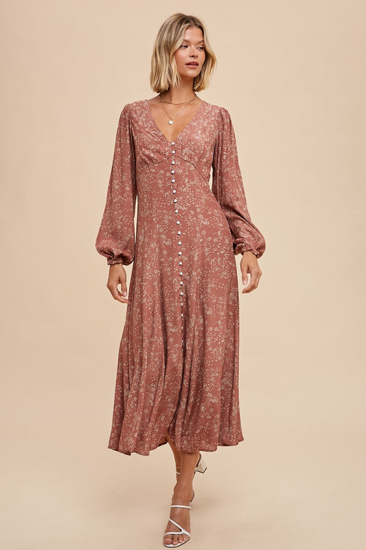Rosewood Floral Button Down Dress