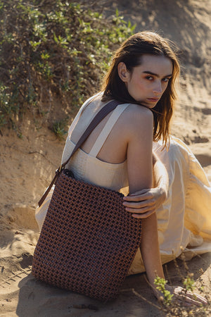 Celine Cocoa Nylon Large Shoulder Bag