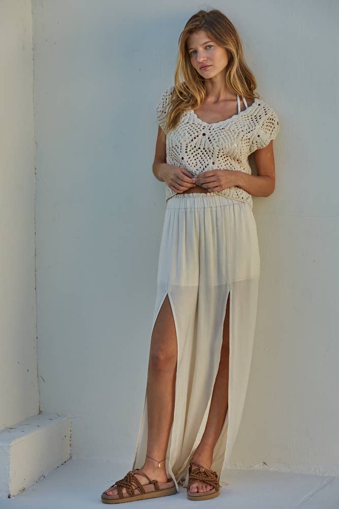 Kova Cotton Crochet V-Neck Top