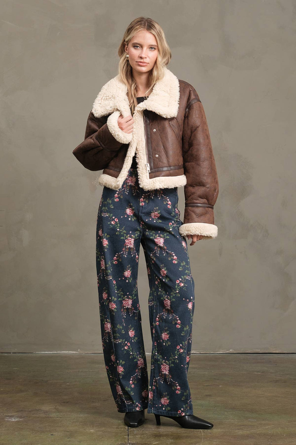 Avalon Sherpa-Lined Faux Leather Bomber