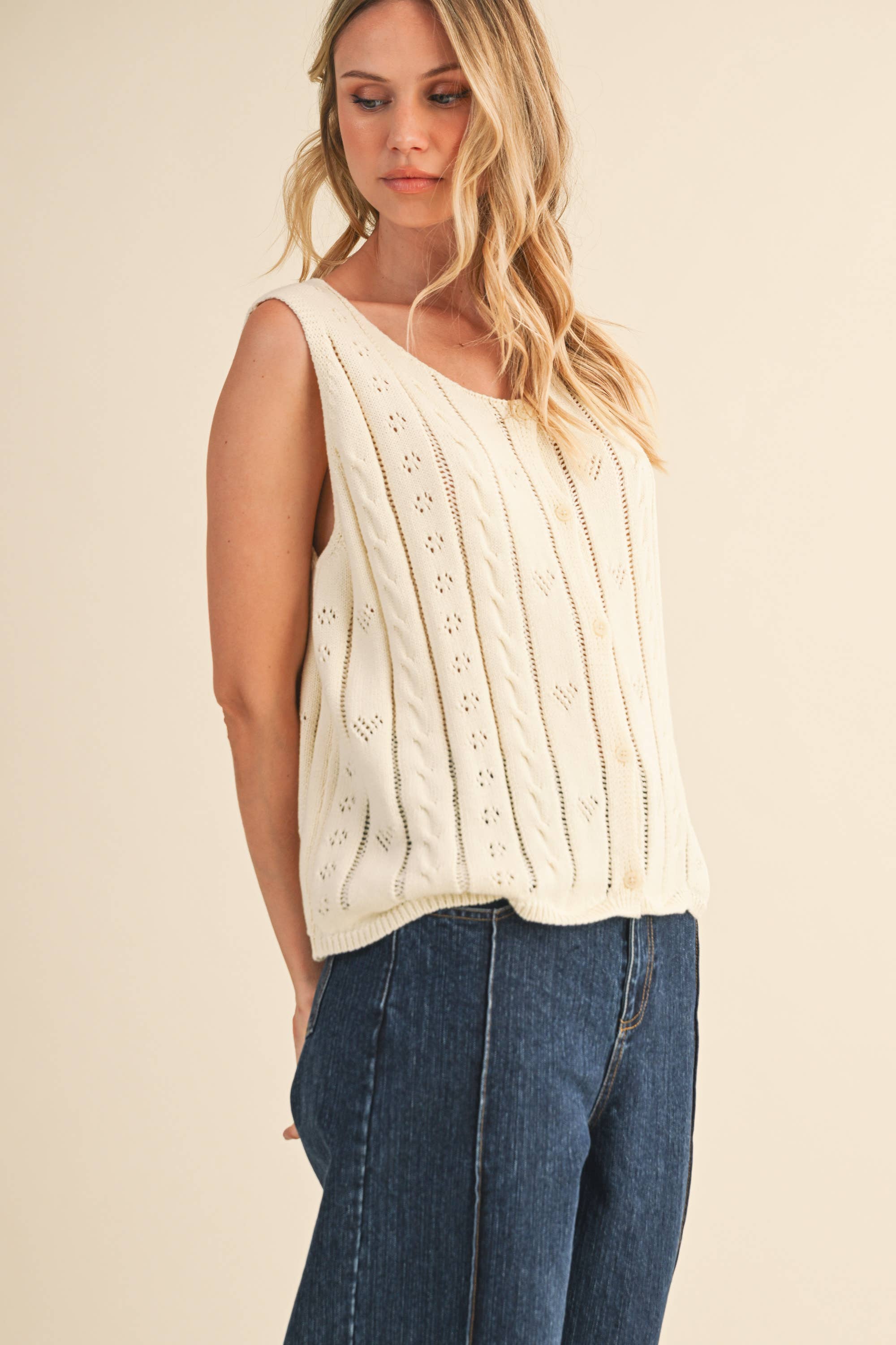 Elodie Heart Knit Sweater Vest
