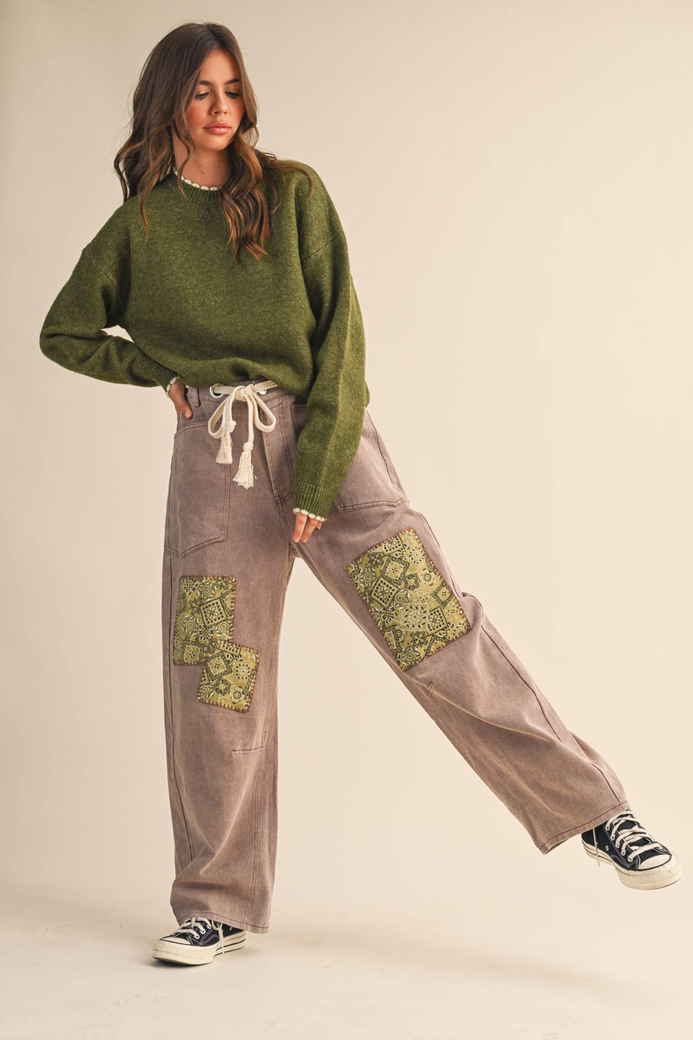 Fiona Contrast Scallop Knit Sweater