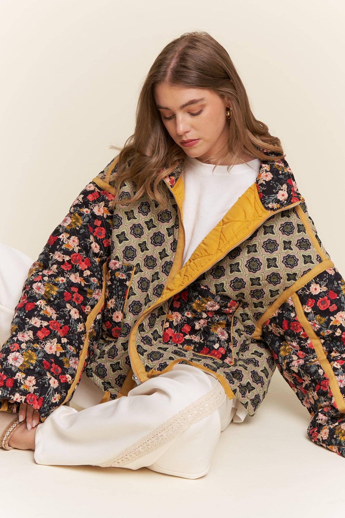 Marigold Garden Quilted Bomber Jacket