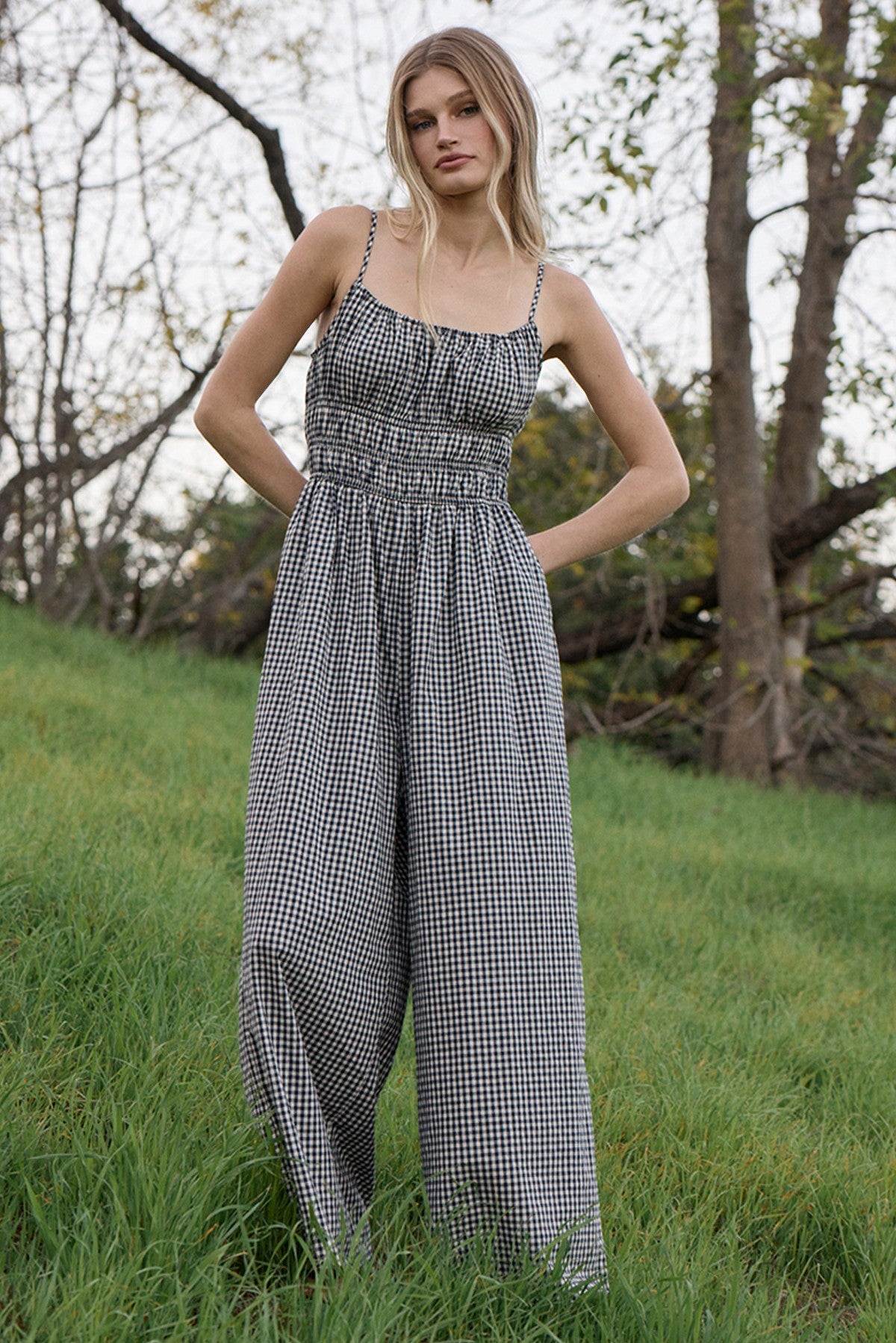 Georgia Gingham Wide Leg Jumpsuit