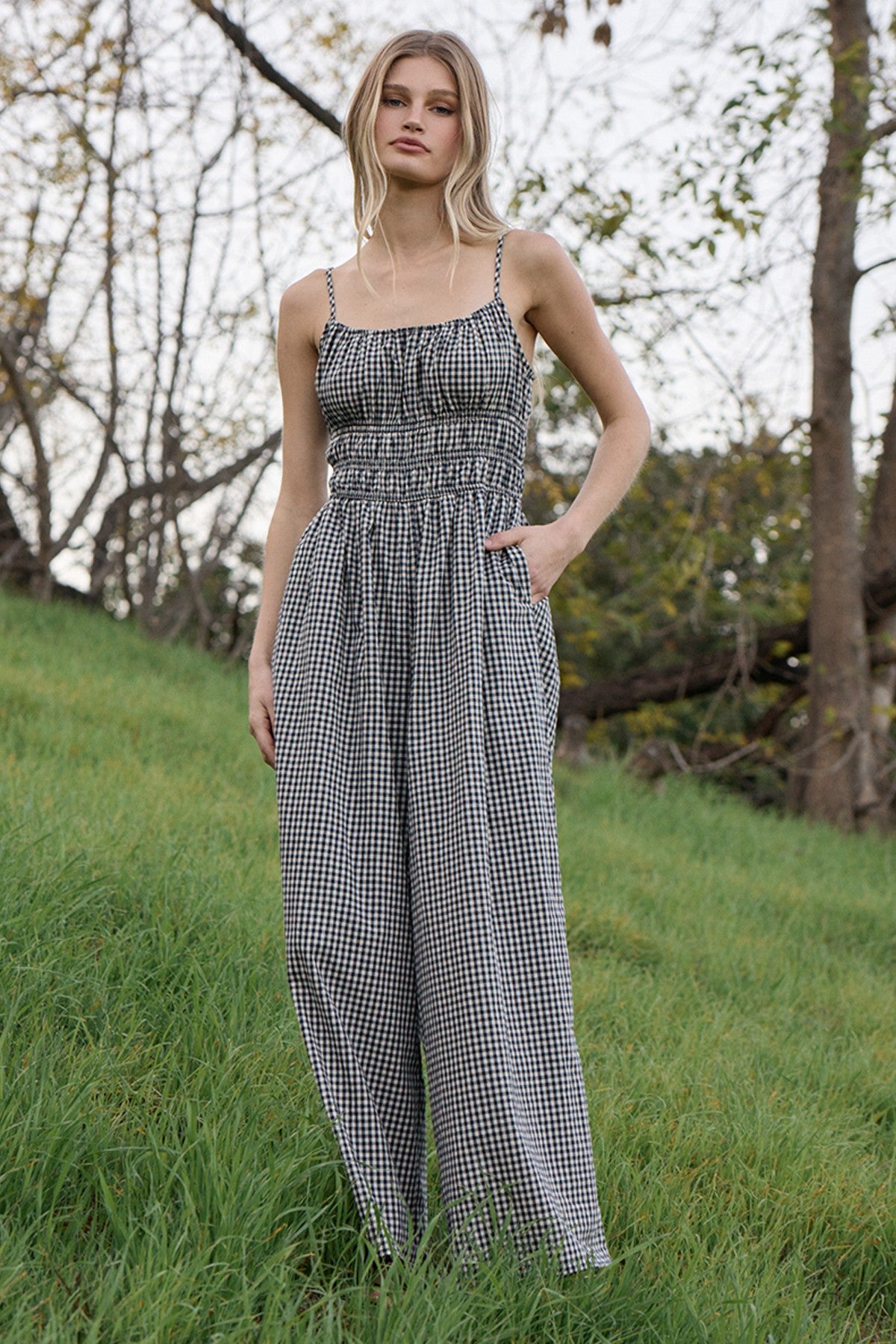 Georgia Gingham Wide Leg Jumpsuit