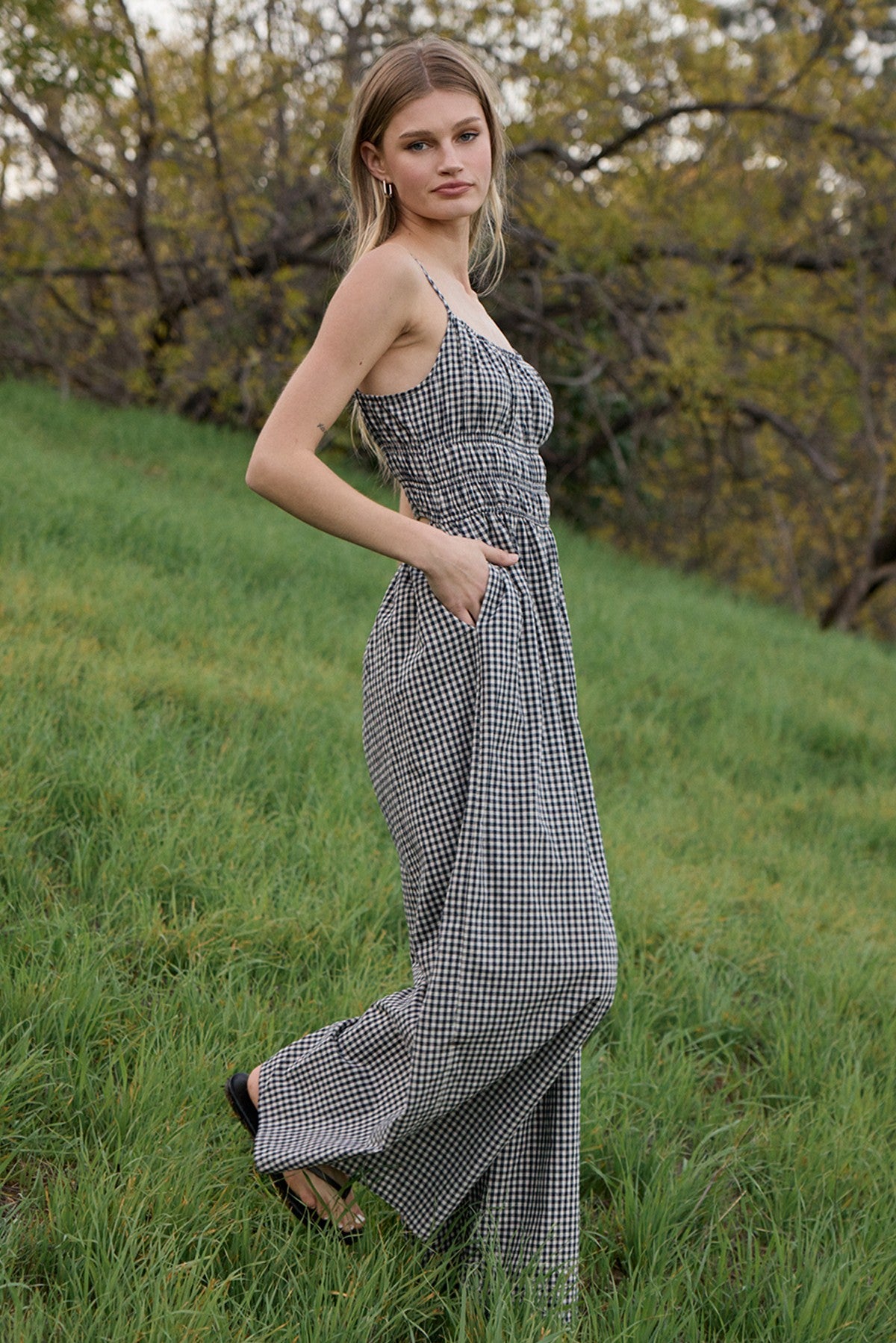 Georgia Gingham Wide Leg Jumpsuit