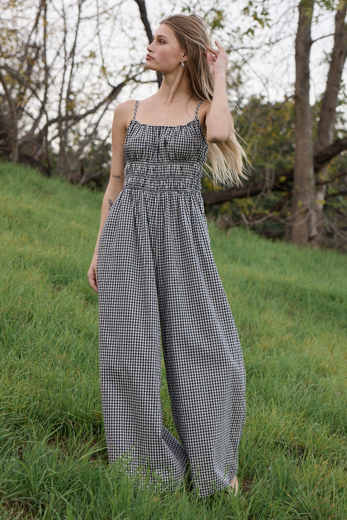 Georgia Gingham Wide Leg Jumpsuit