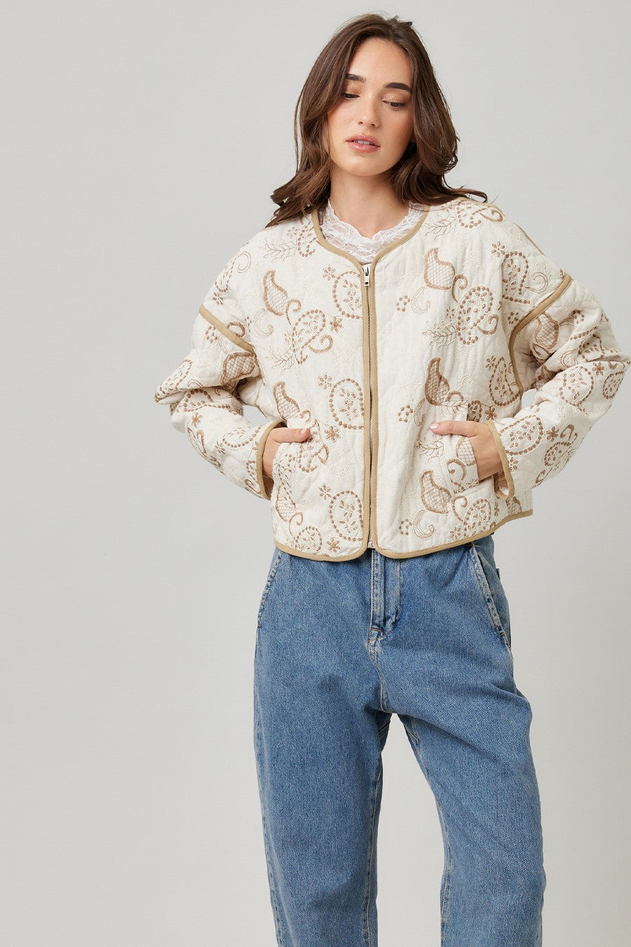 Paisley Quilted Embroidered Jacket