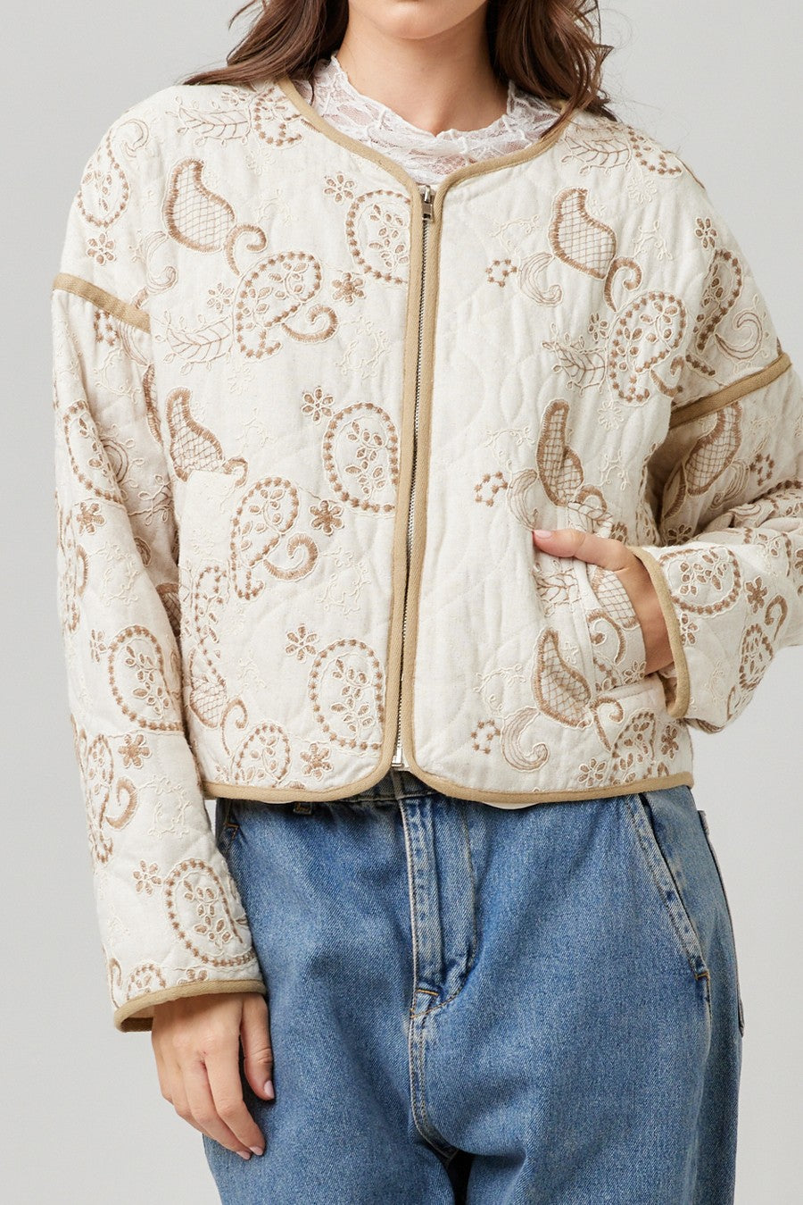 Paisley Quilted Embroidered Jacket