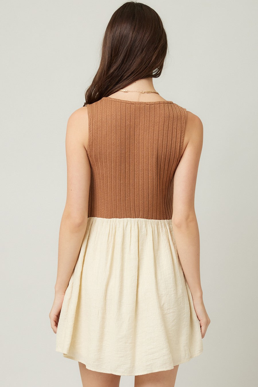 Cocoa and Cream Twofer Knit Dress
