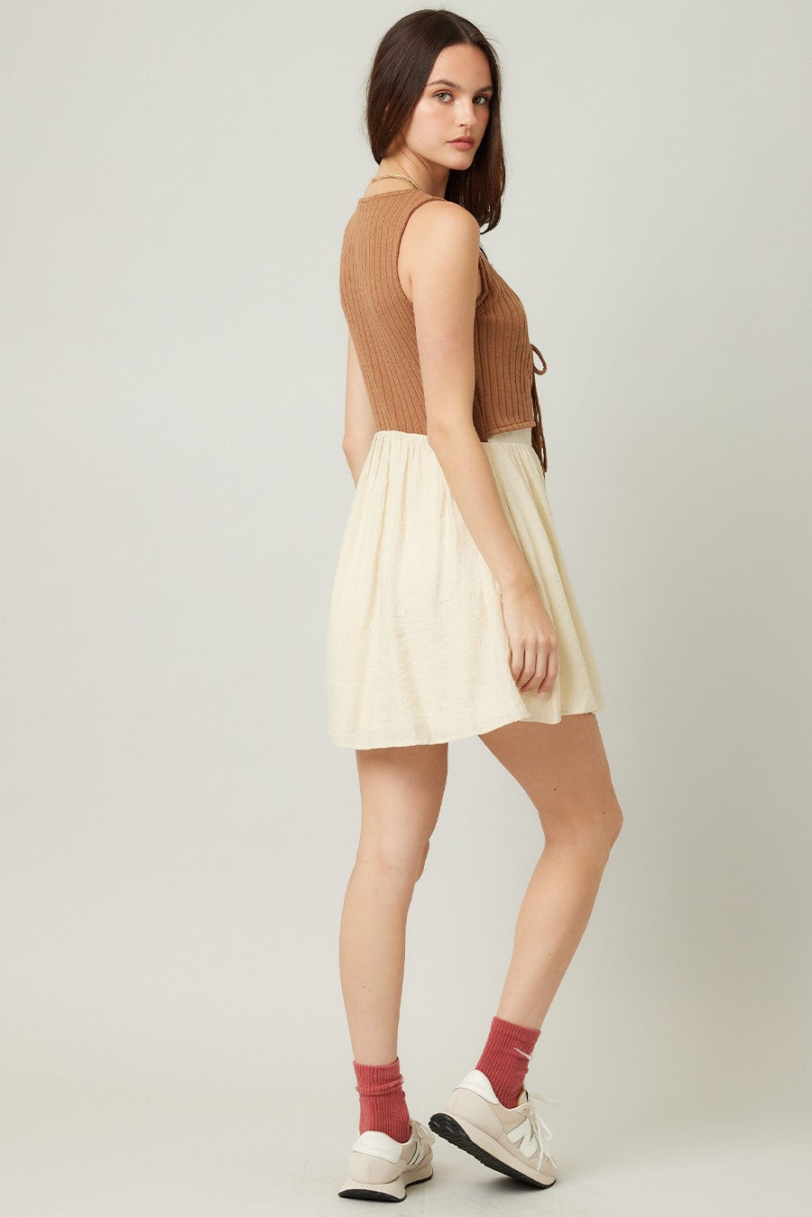 Cocoa and Cream Twofer Knit Dress
