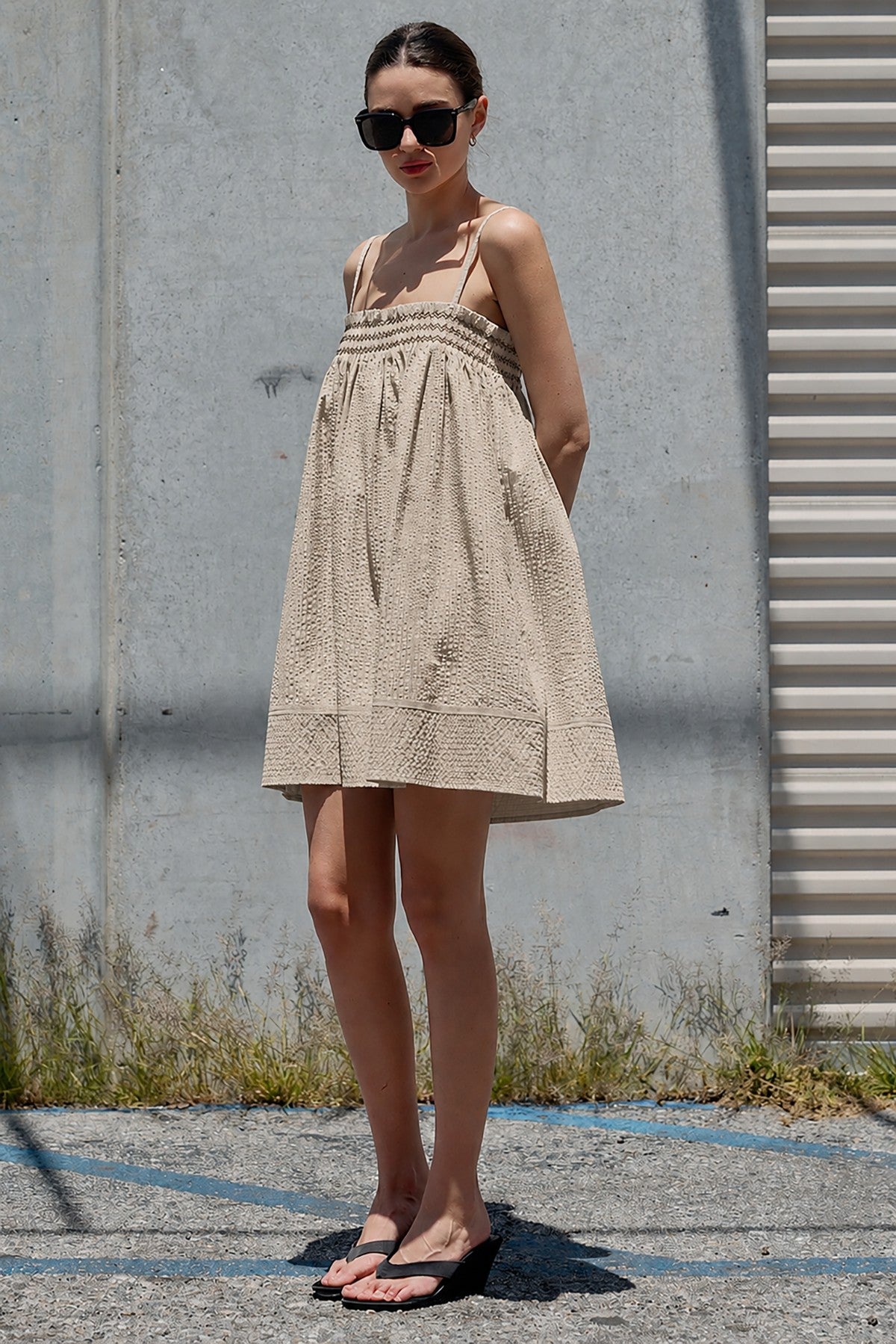 Sunny Smocked Stripe Cami Dress