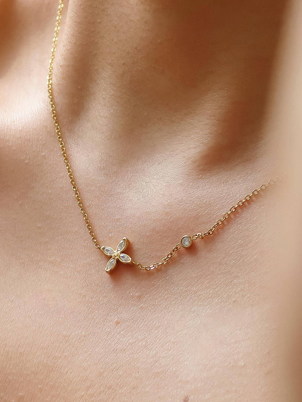 Golden Petal Dainty Necklace