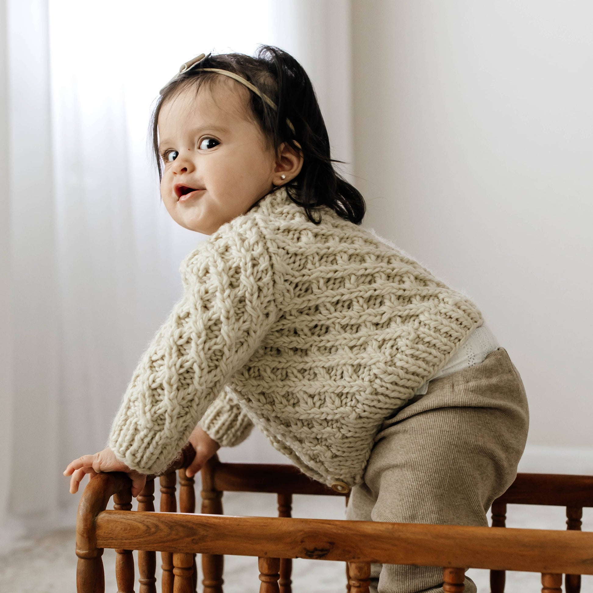 Waffle Natural Baby Cardigan