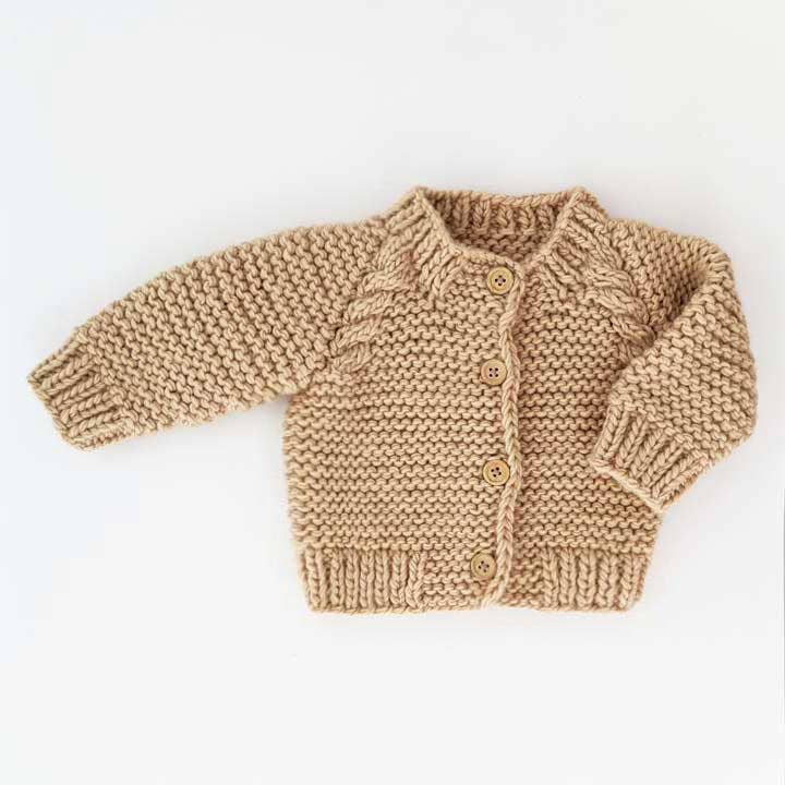 Latte Garter Stitch Baby Cardigan