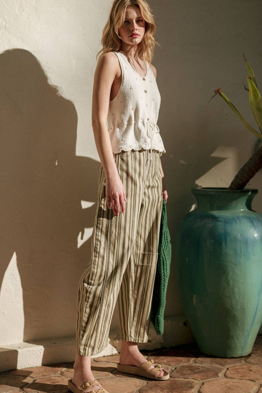 Elise Scalloped Knit Button Top