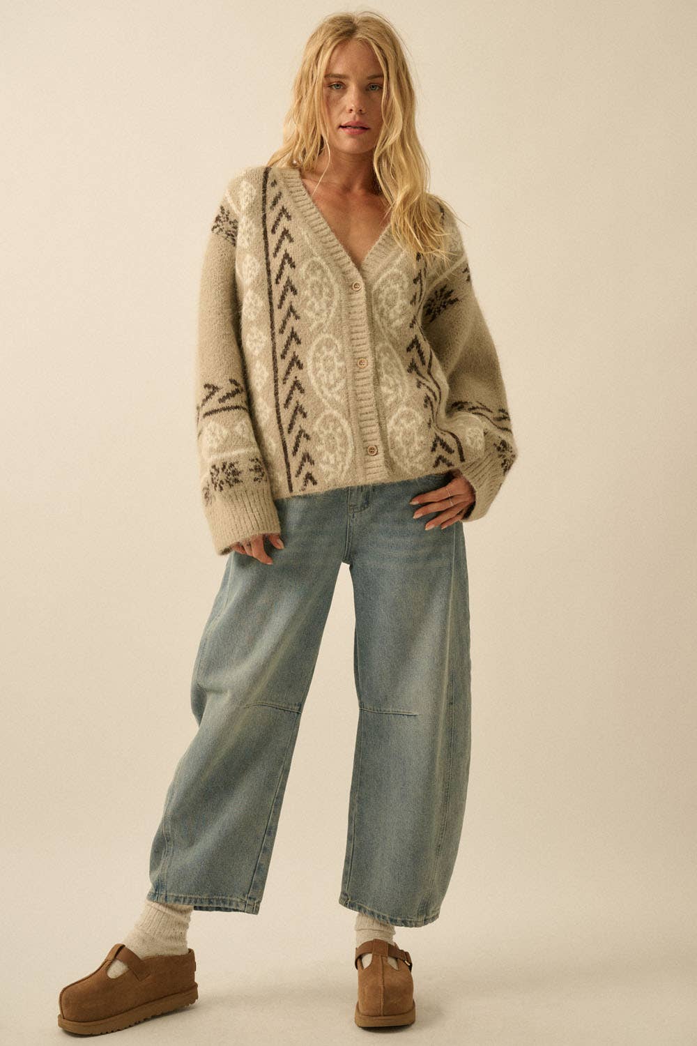 Mocha Mirage Jacquard Cardigan
