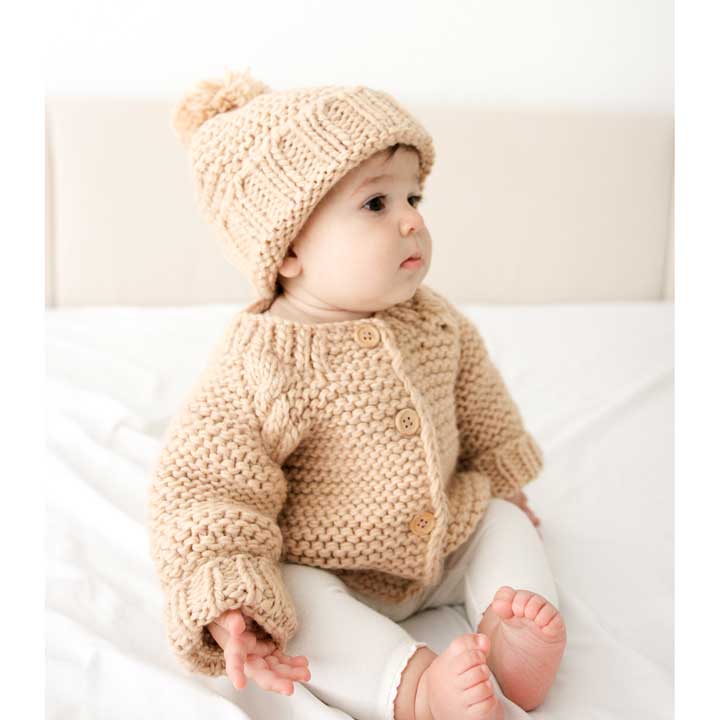 Latte Garter Stitch Baby Cardigan