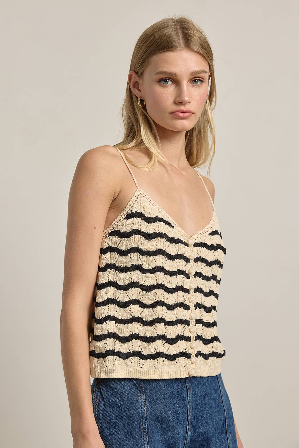 Lila Striped Crochet Camisole