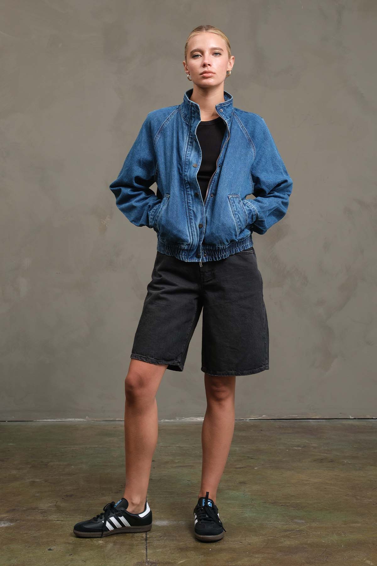 Sloane Washed Denim Bomber Jacket