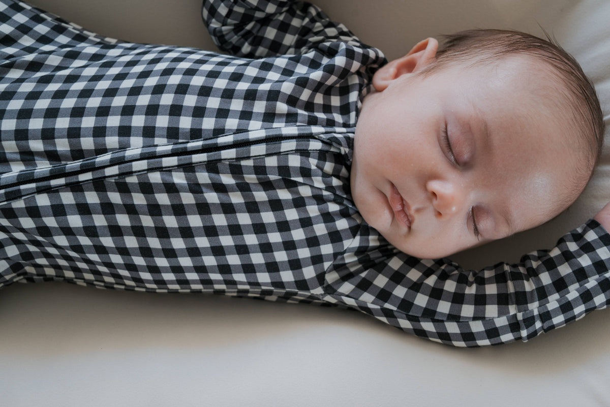 Black Gingham Bamboo Zip Pajamas