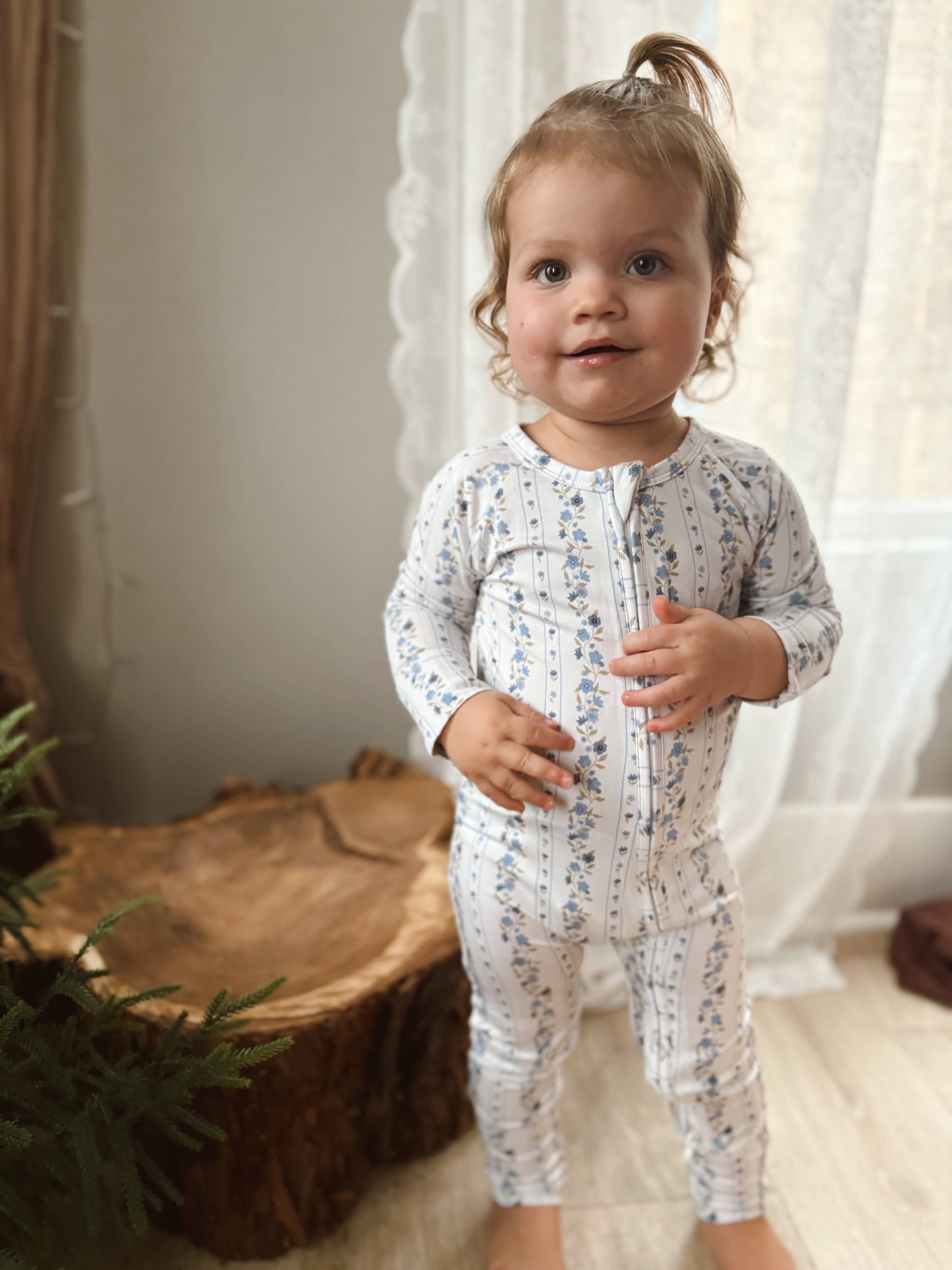 Winter Floral Zipper Pajamas