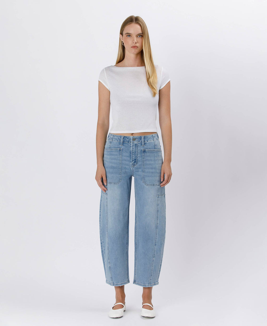Cora Elastic Waist Barrel Jeans