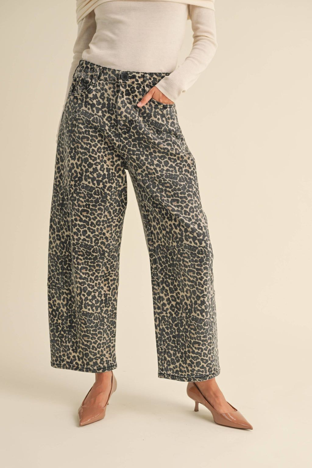 Wild Rhythm Leopard Barrel Pants
