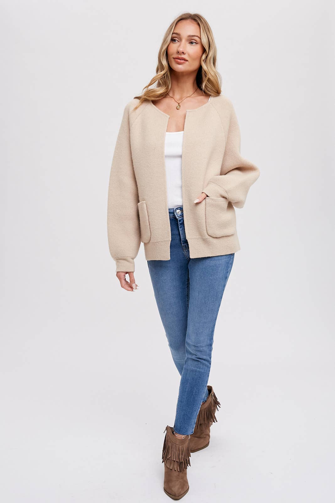 Elyse Knit Jacket in Beige