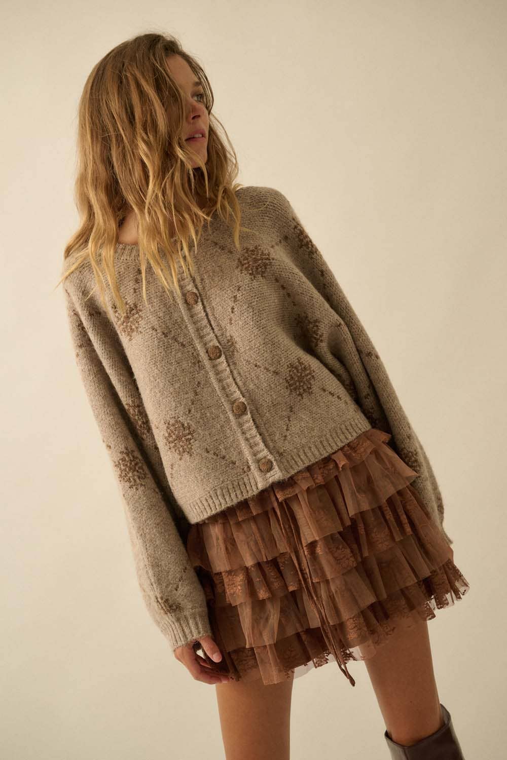 Snowflake Jacquard-Knit Cardigan