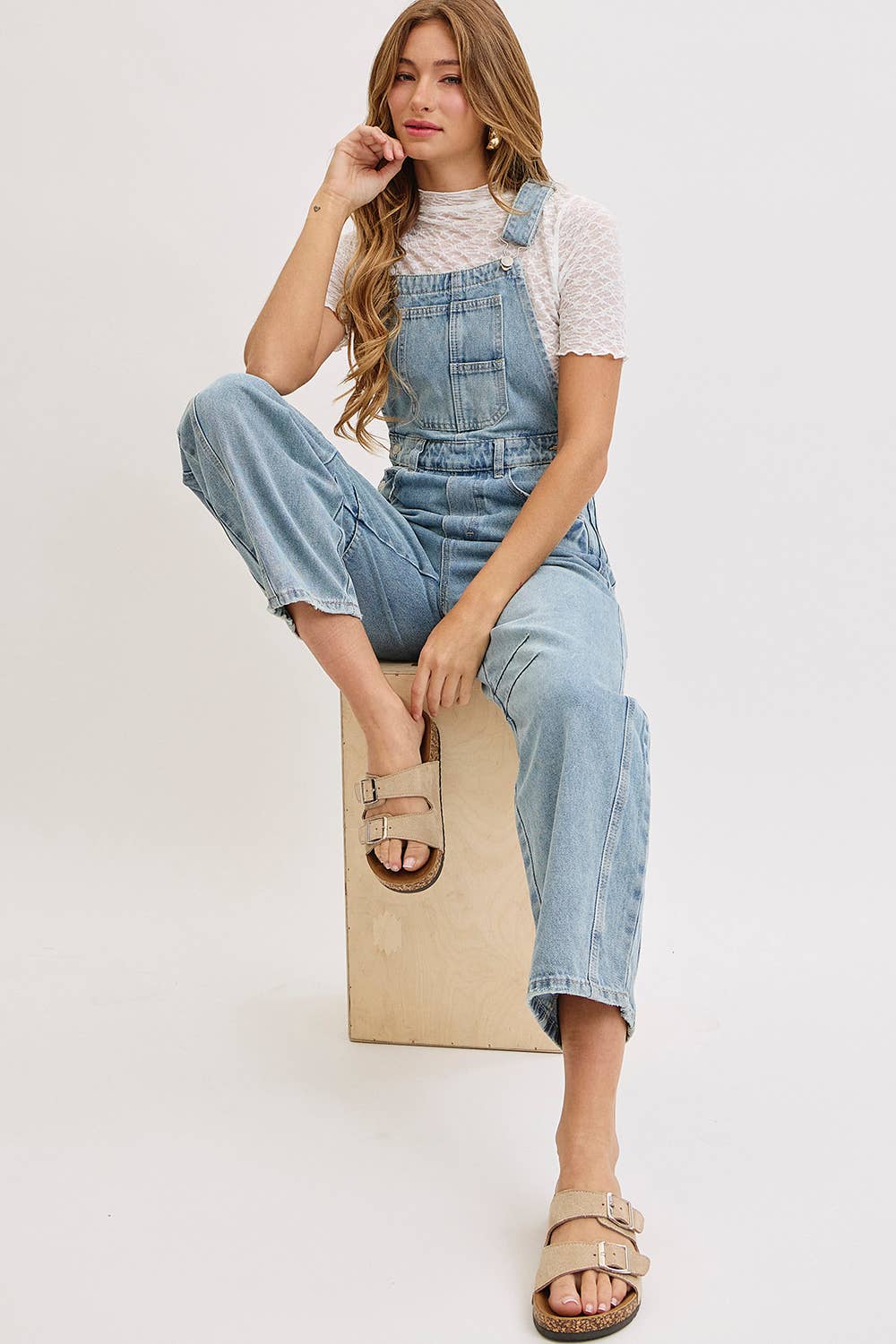Aiden Barrel Leg Denim Jumpsuit in Denim