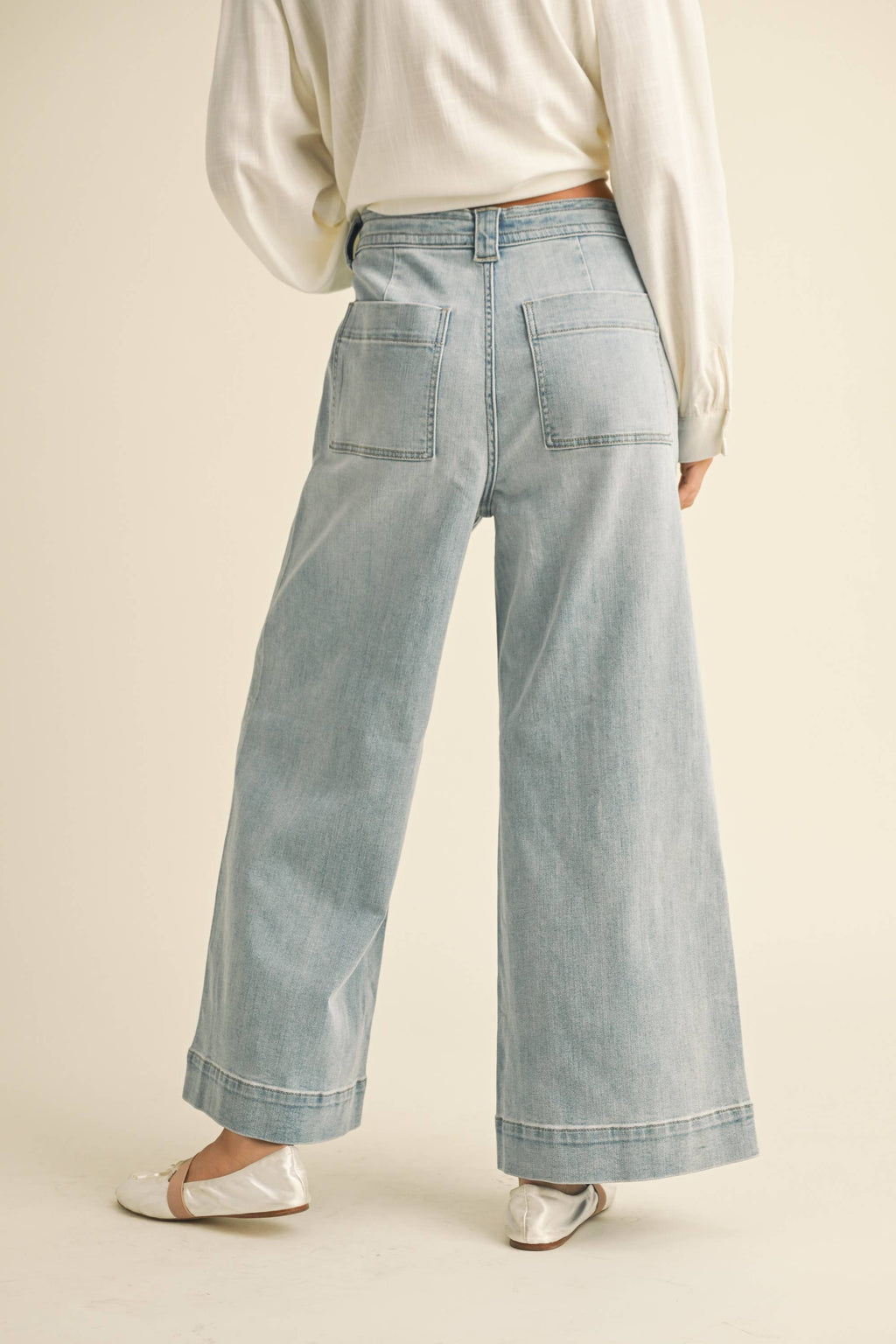 Salt Sky Tie-Front Denim Pants