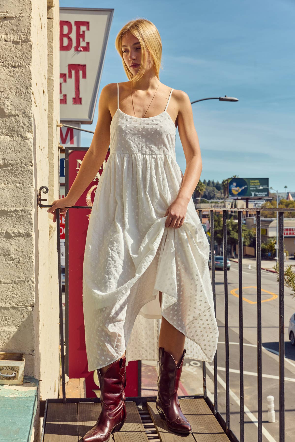 Capri Floral Embroidered Midi Dress