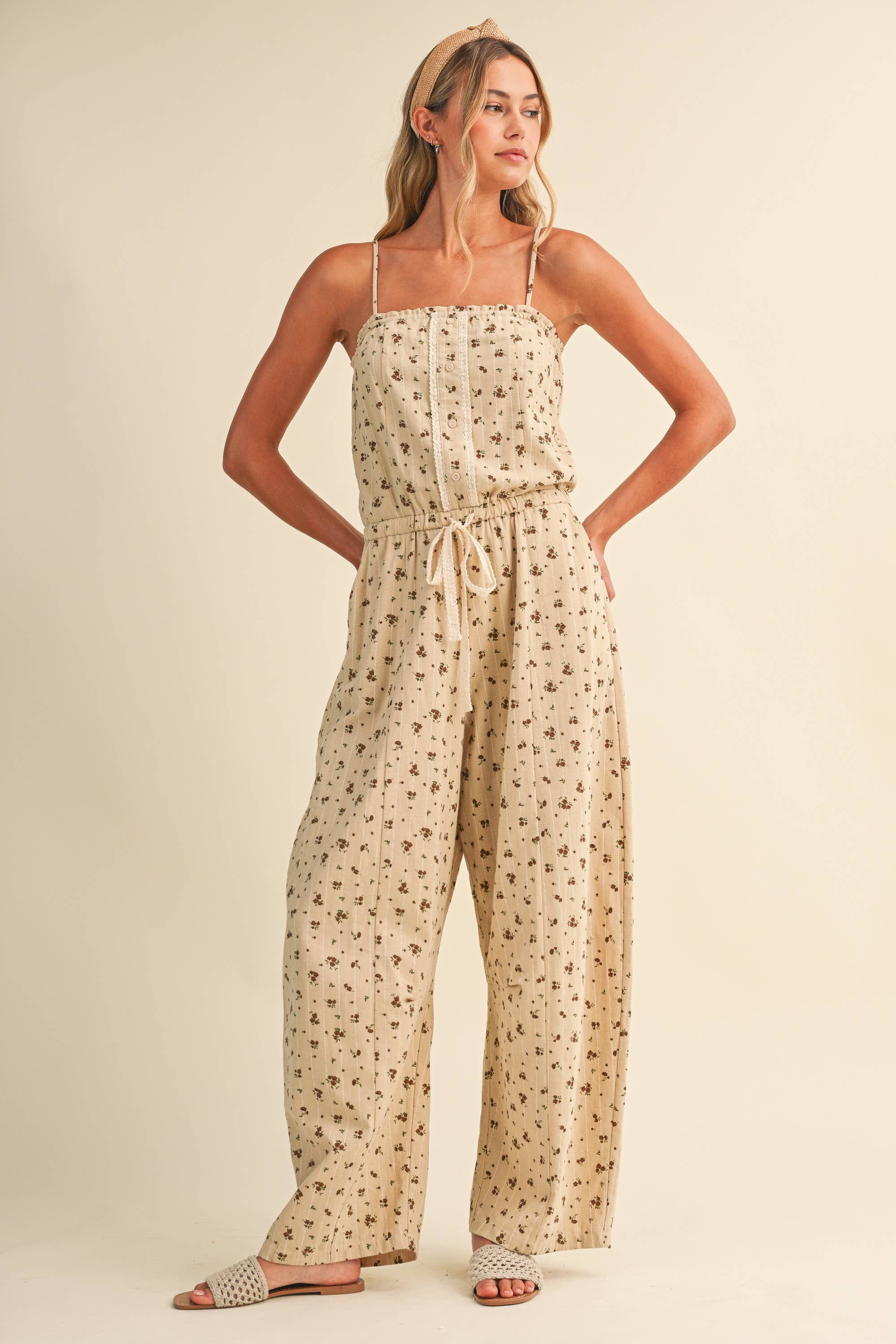 Ryanne Ditsy Floral Barrel Jumpsuit