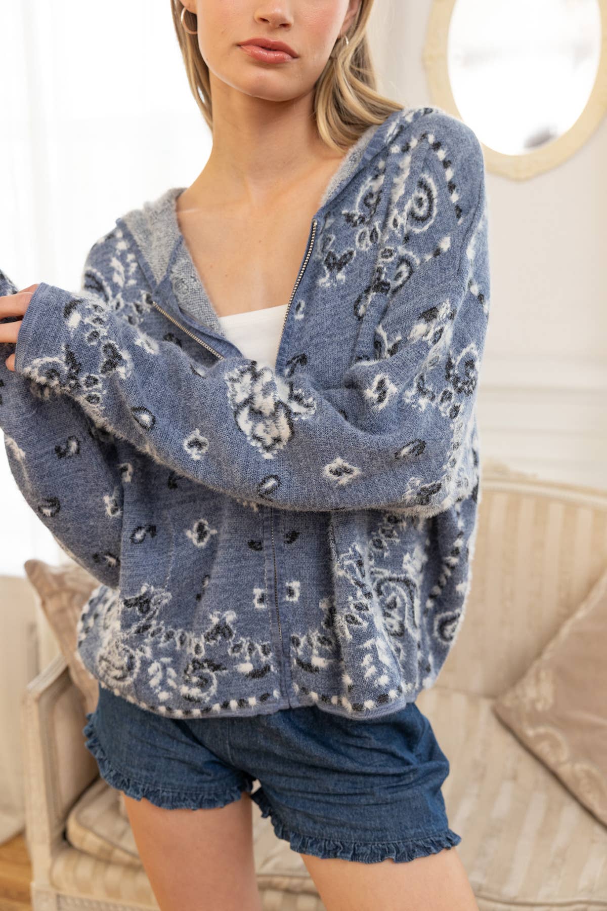 Elowen Nordic Fuzzy Knit Cardigan