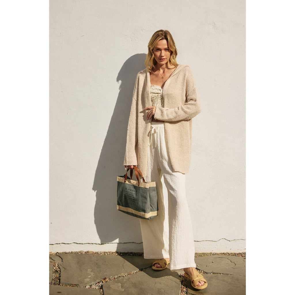 Stay Calm Hoodie Cardigan in Birch