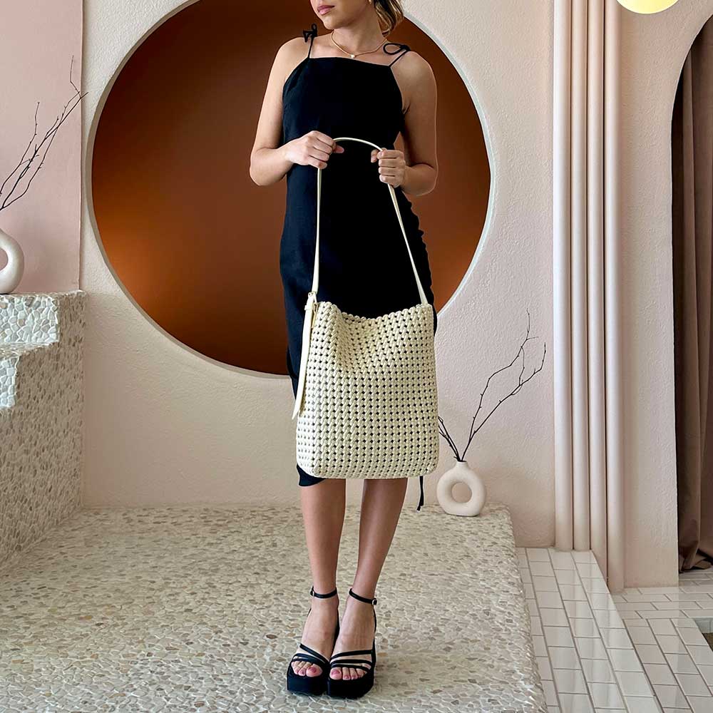 Celine Cocoa Nylon Large Shoulder Bag