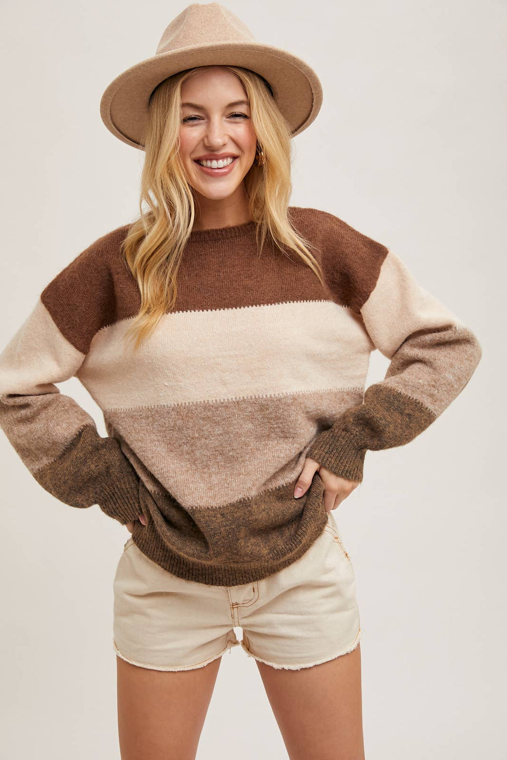 Chelise Color Block Sweater in Brown