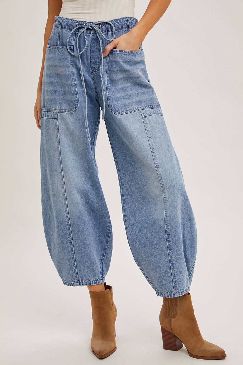 Jayde Drawstring Barrel Jeans