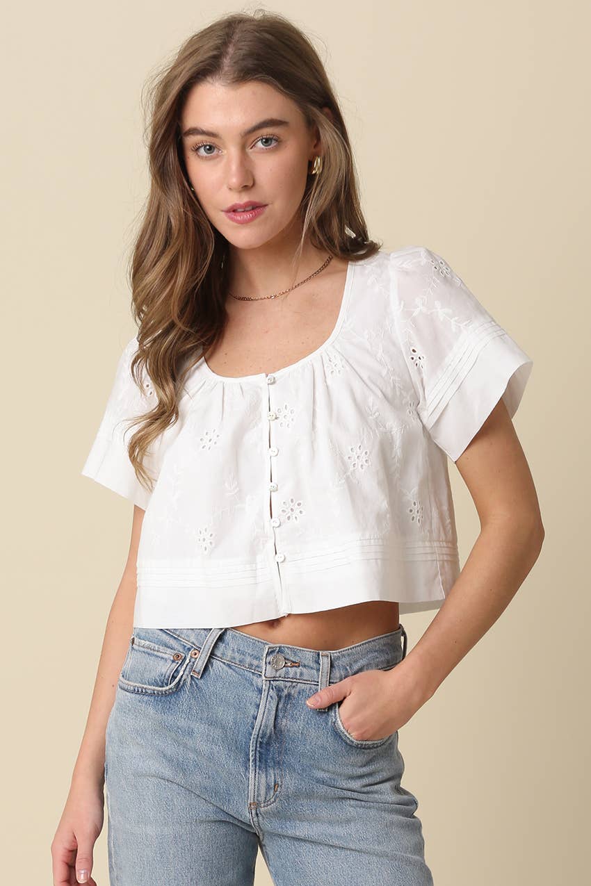 Elaine Flutter Sleeve Cropped Top