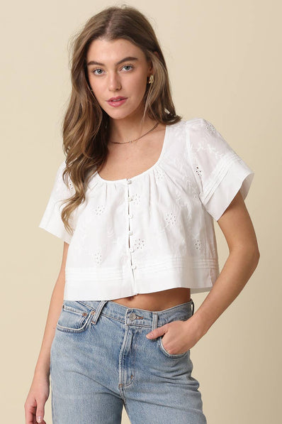 Elaine Flutter Sleeve Cropped Top