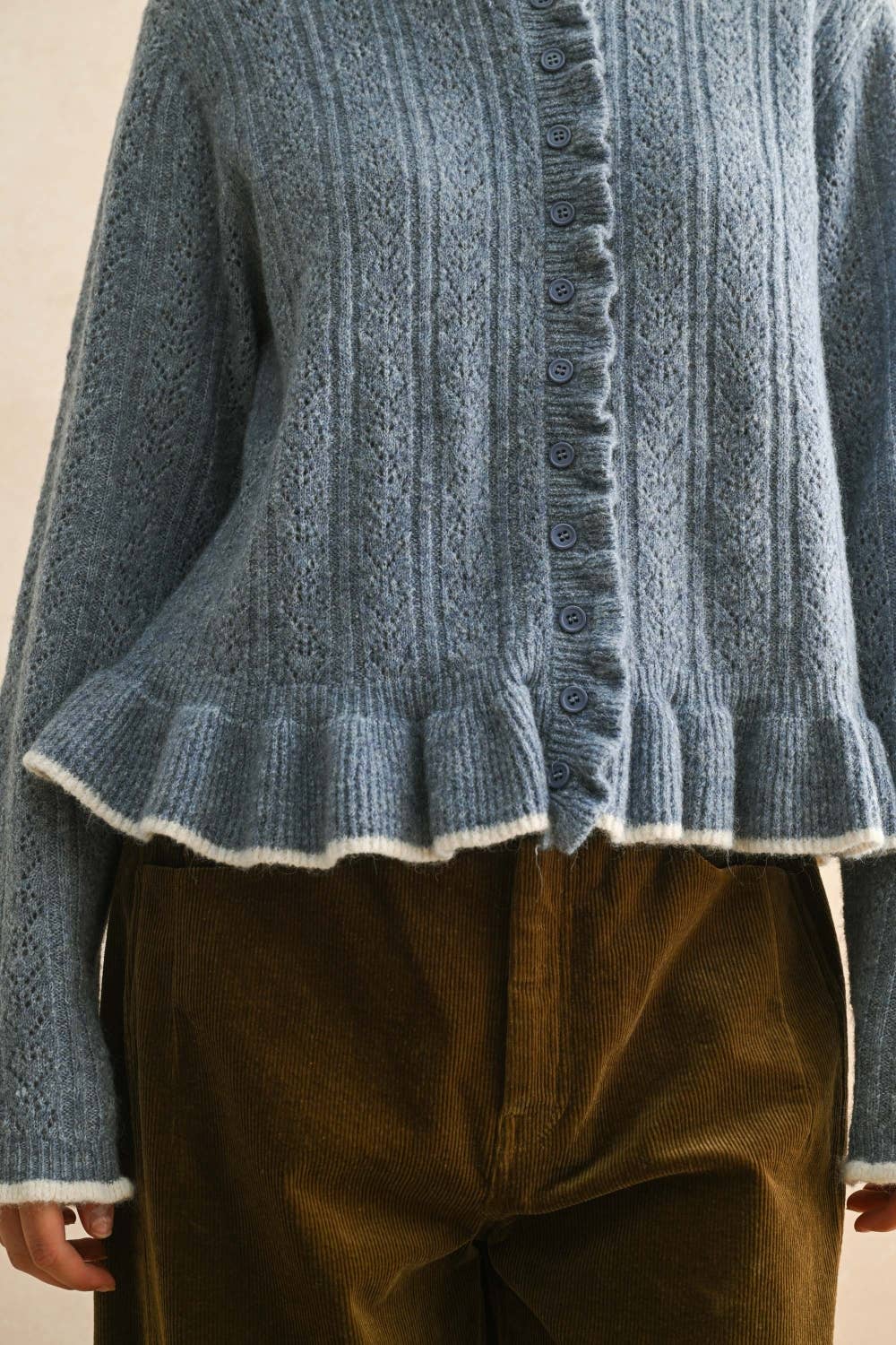 Charlie Ruffled Detail Sweater Cardigan