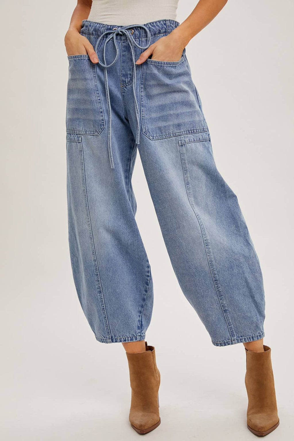 Jayde Drawstring Barrel Jeans