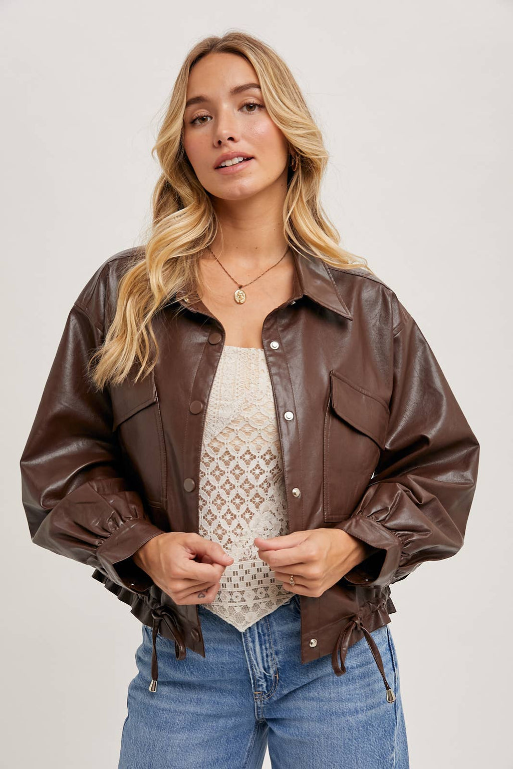 Rocco Brown Faux Leather Jacket