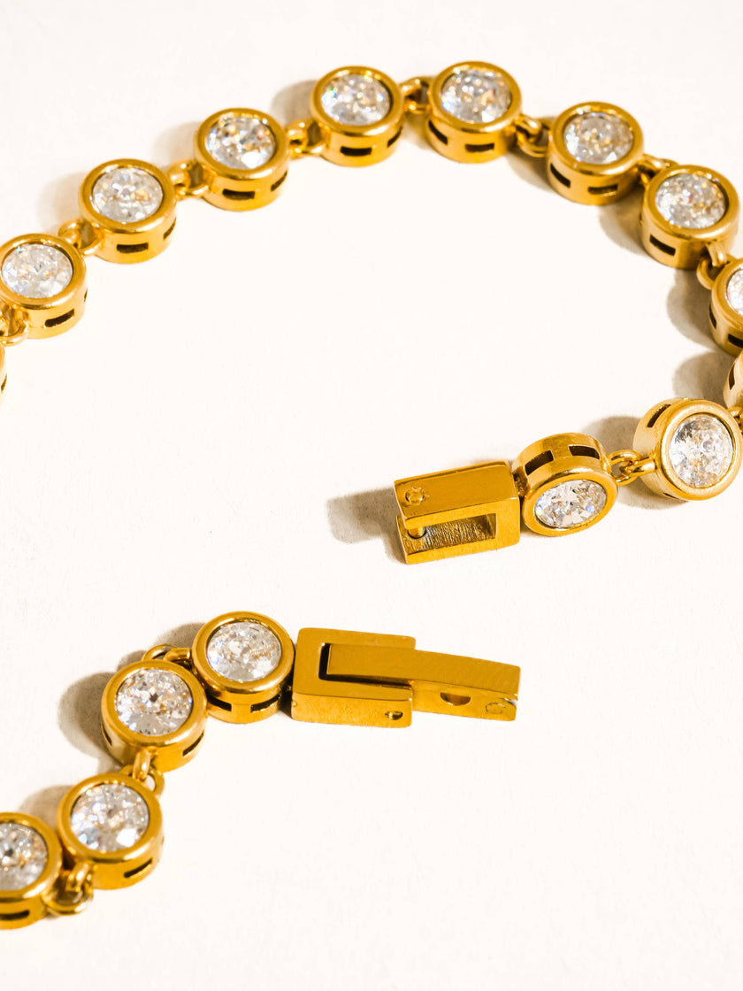 Amity Gold Round Rhinestone Bracelet