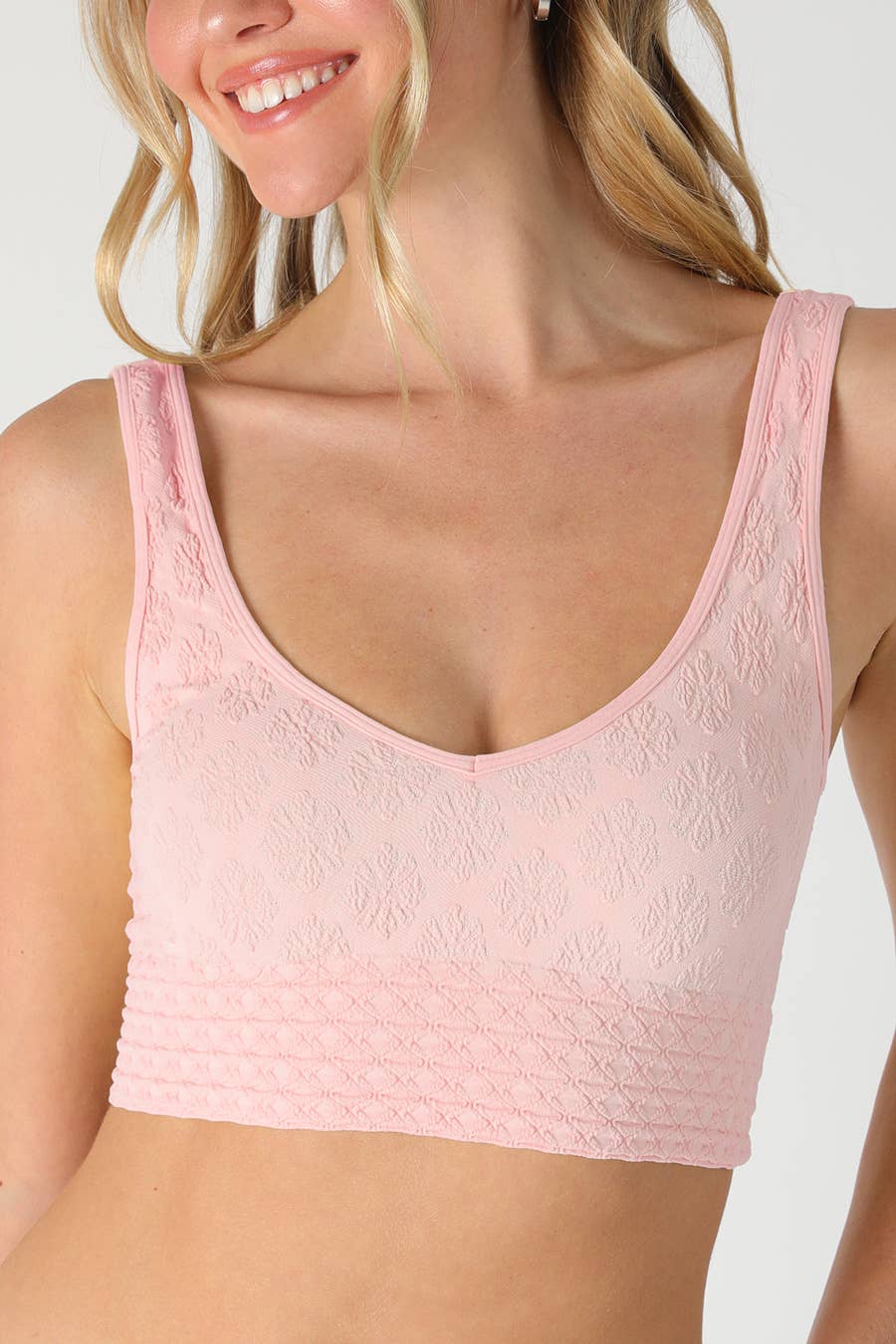 Reversible Texted Lace Bra Top in Pearl Blush