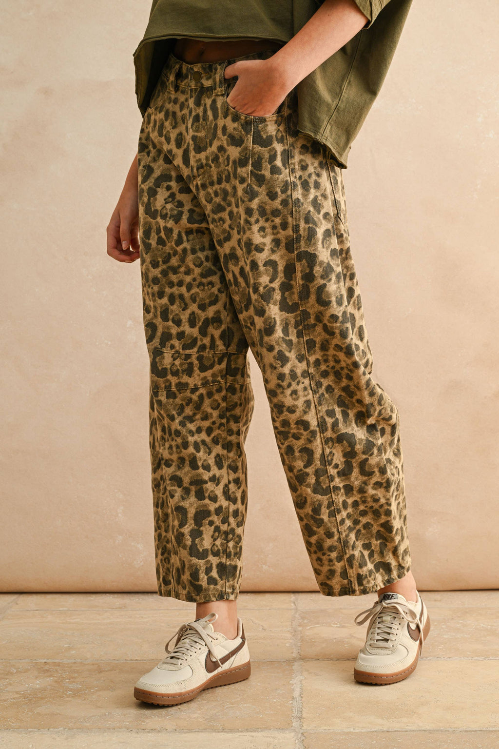 Isla Leopard Print Barrel Pants