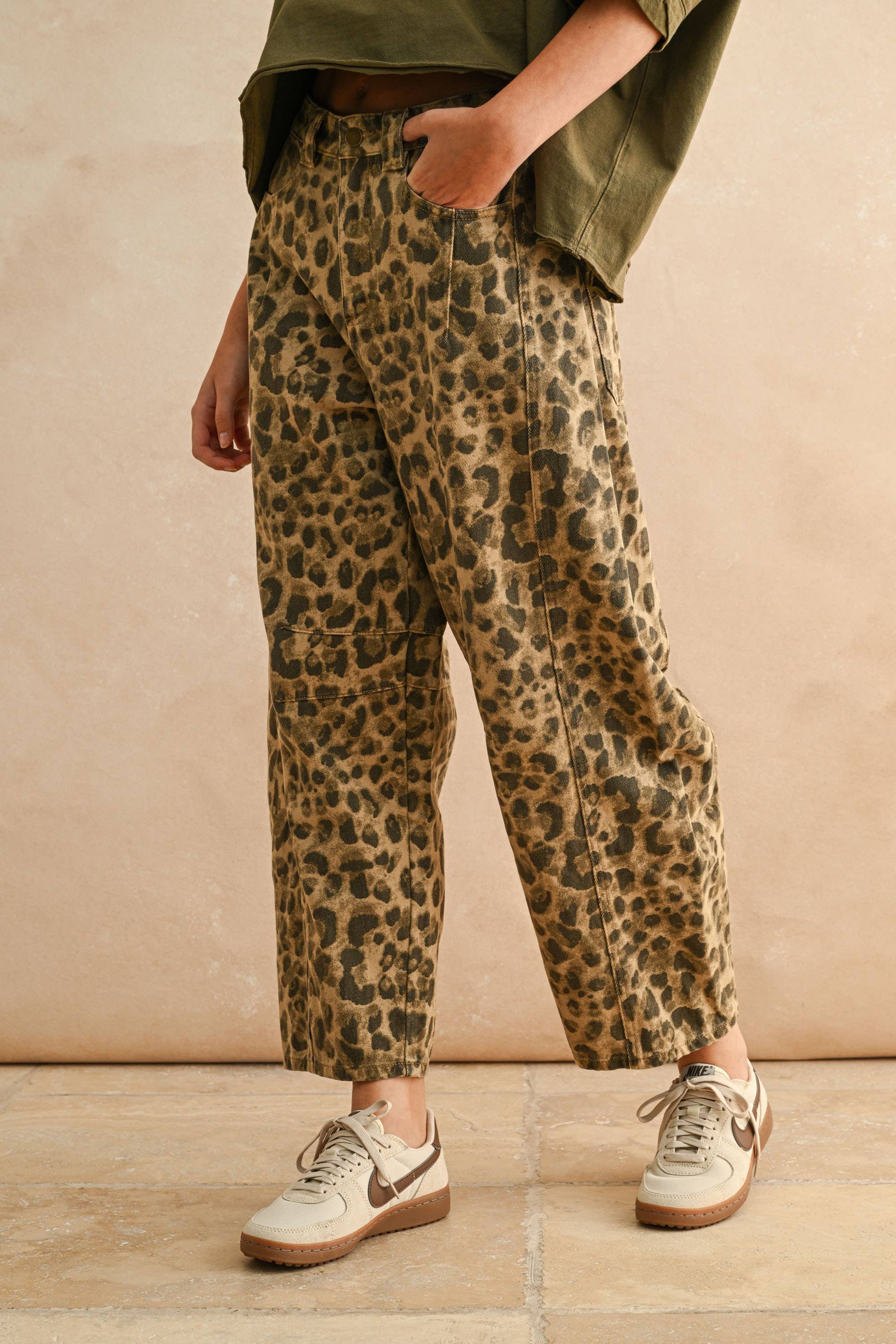 Isla Leopard Print Barrel Pants