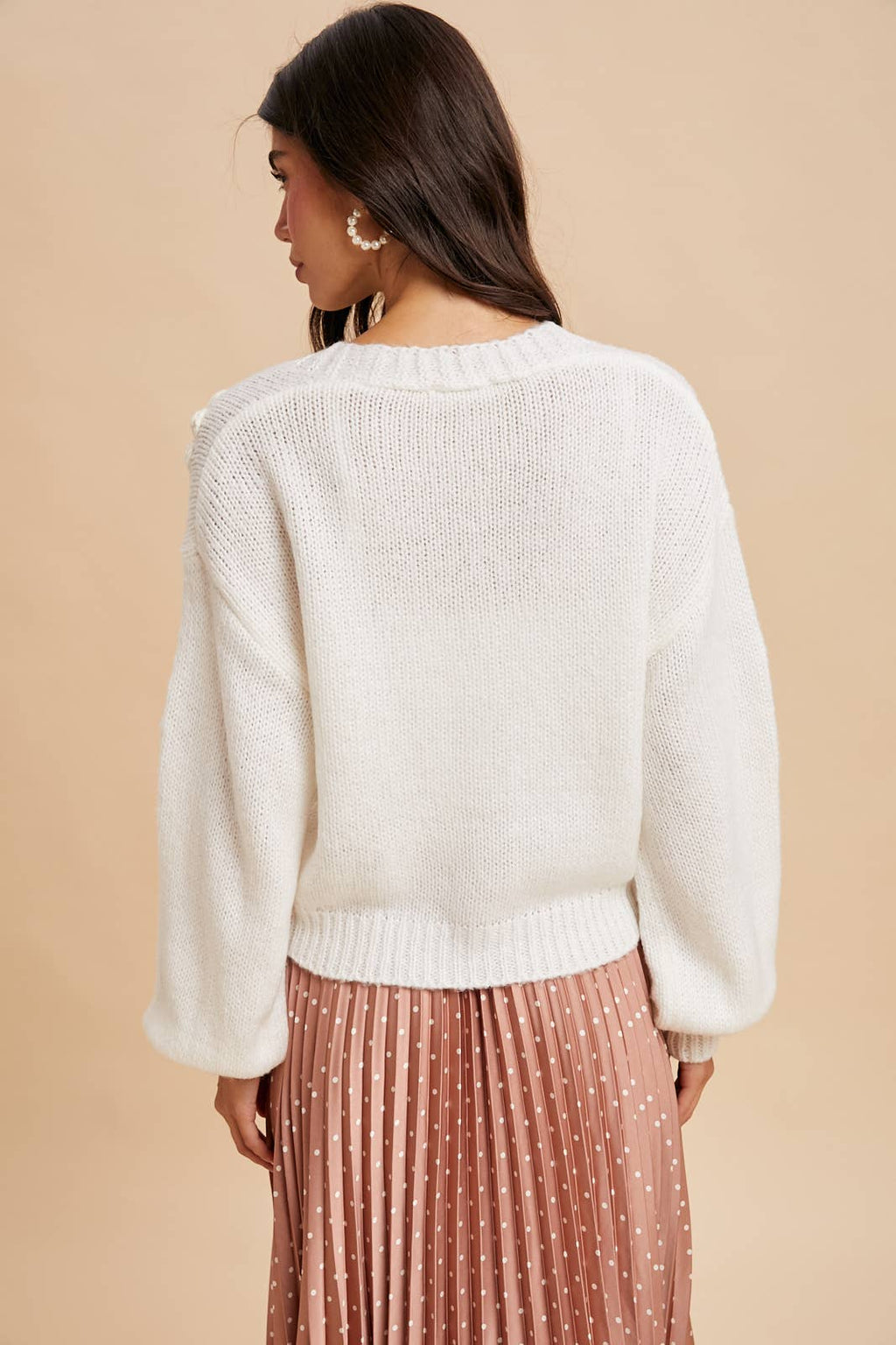 Oakley Floral Appliqué Cardigan in Ivory