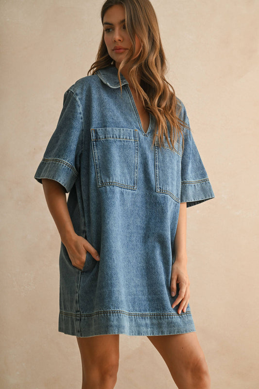 PRE-ORDER Indigo Drift Denim Tunic Dress